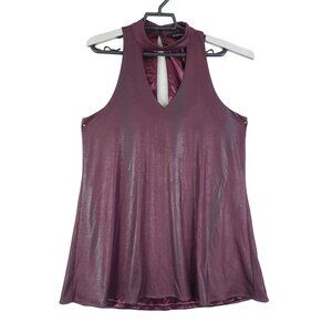 Women's Oliveacious Burgundy Snake print Sleeveless Keyhole Blouse Top Shirt Siz